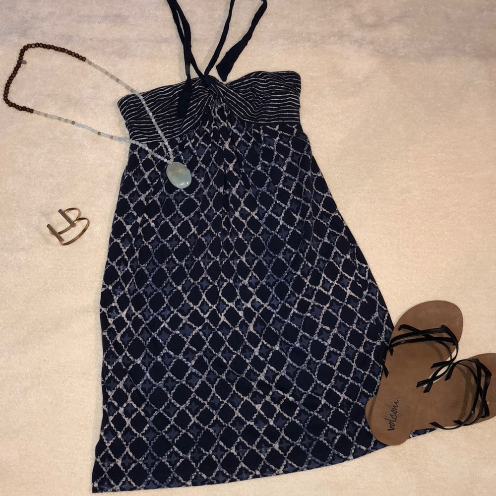 Navy mosaic halter blue dress
